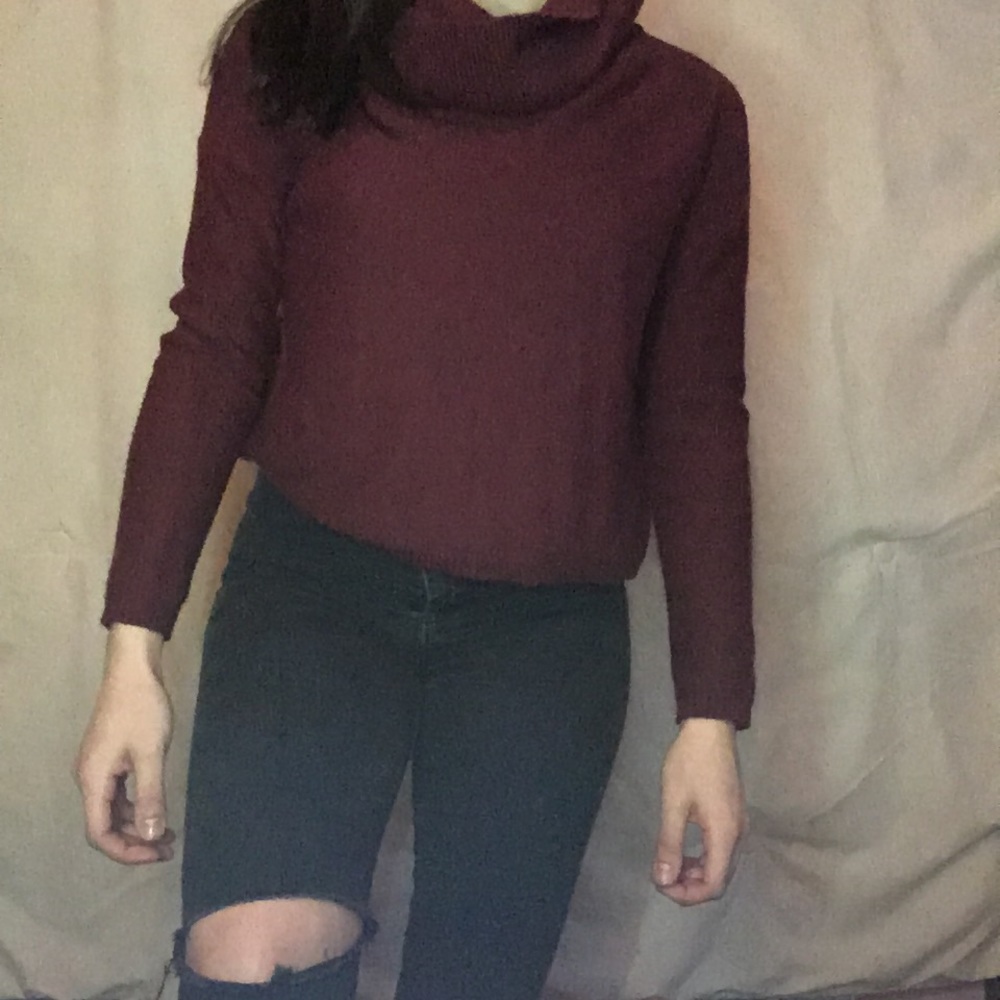 Cropped tunic neck top